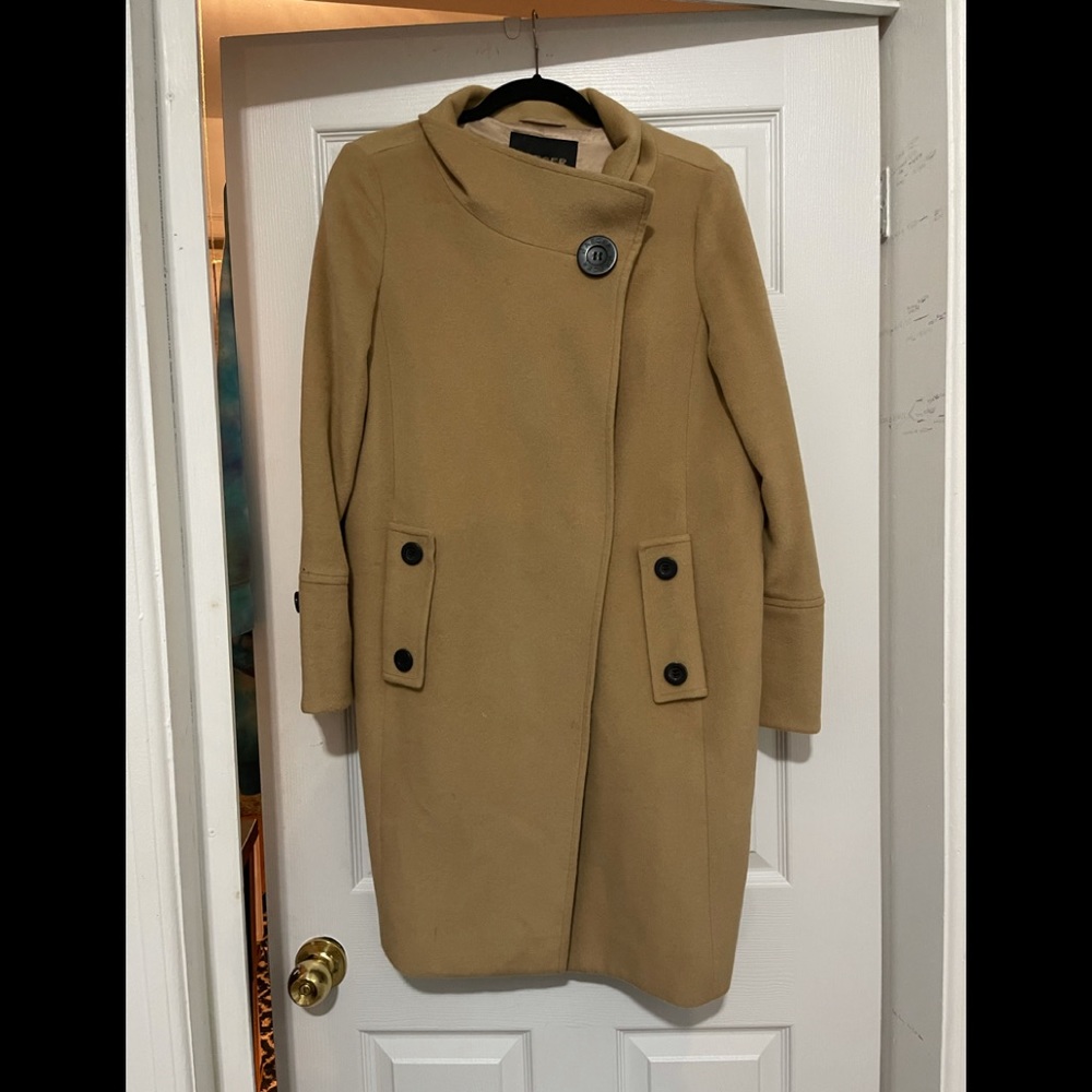 Jaeger brown camel trench style coat size 12 button down long length